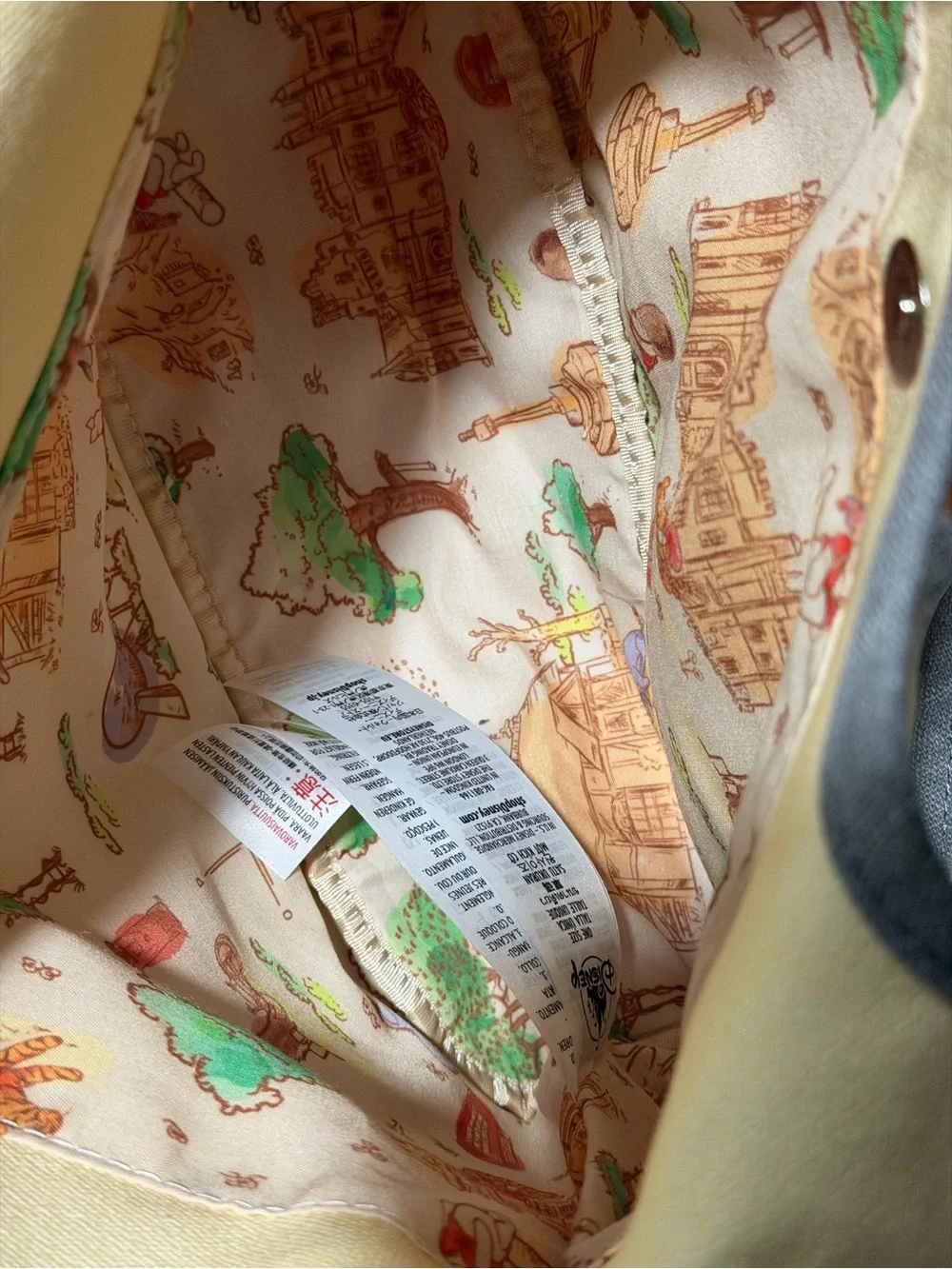 Disney Yellow Canvas Tote with Gray Trim and Character Print
